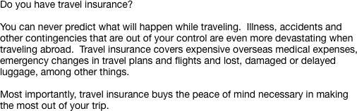 Do you have travel insurance?